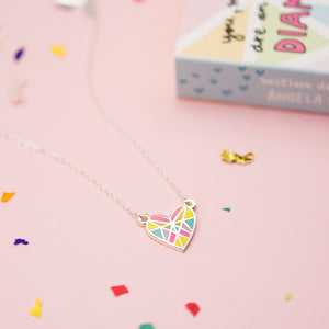 IMPERFECT Rainbow Diamond Heart Necklace