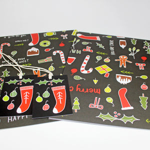 Black Christmas Gift Wrap by Angela Chick