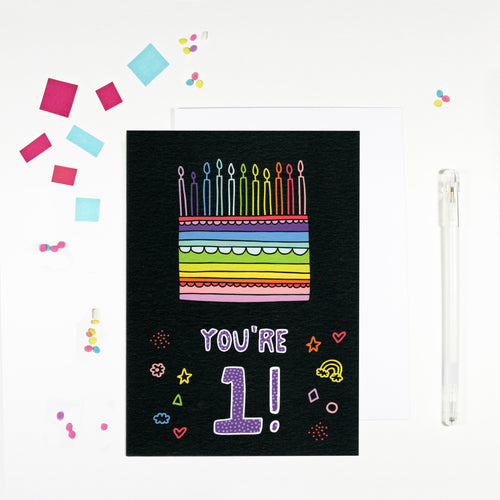 1 Year Old Birthday Card for 1 Year Old Happy 1st Birthday by Angela Chick