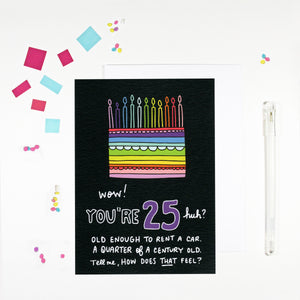 25 Year Old Birthday Card for 25 Year Old Happy 25th Birthday by Angela Chick