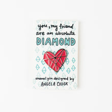 Diamond Heart Enamel Pin for Friends