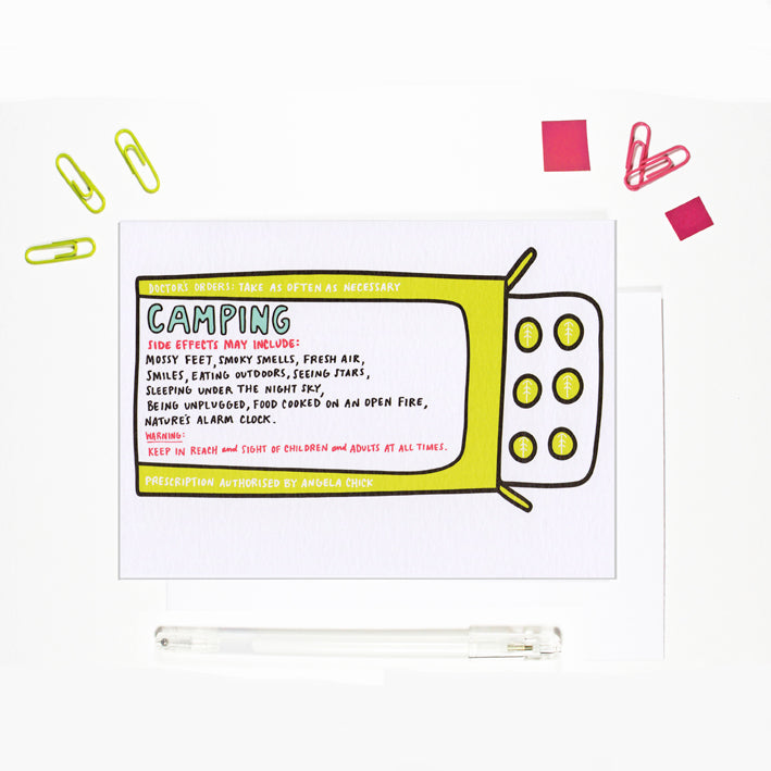 Camping Prescription Card for Outdoor Lovers