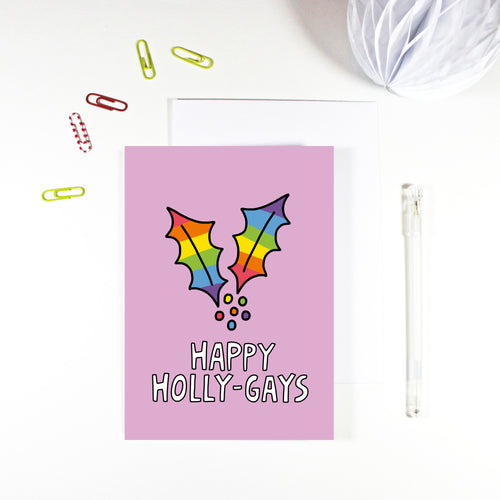 Happy HollyGays Gay Christmas Card