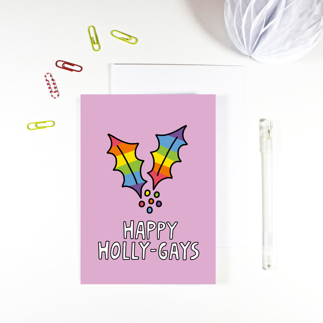 Happy HollyGays Gay Christmas Card