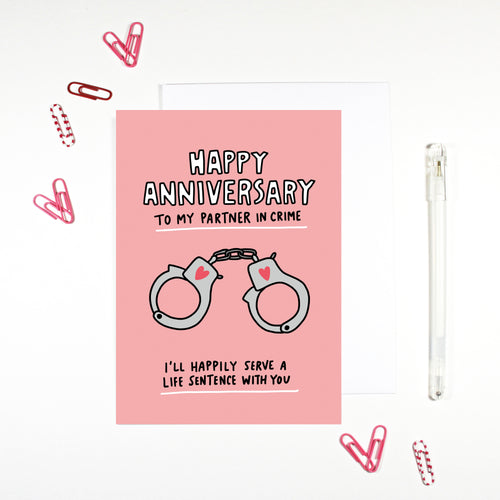 Happy Anniversary Partner in Crime Card by Angela Chick