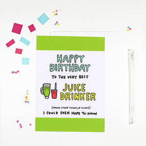 Happy Birthday Juice Drinker Birthday Card by Angela Chick