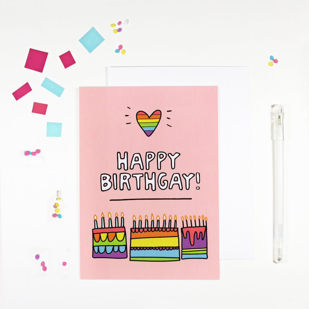 Happy Birthgay Gay Birthday Card by Angela Chick