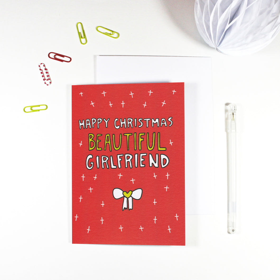 Happy Christmas Beautiful Girlfriend Christmas Card by Angela Chick