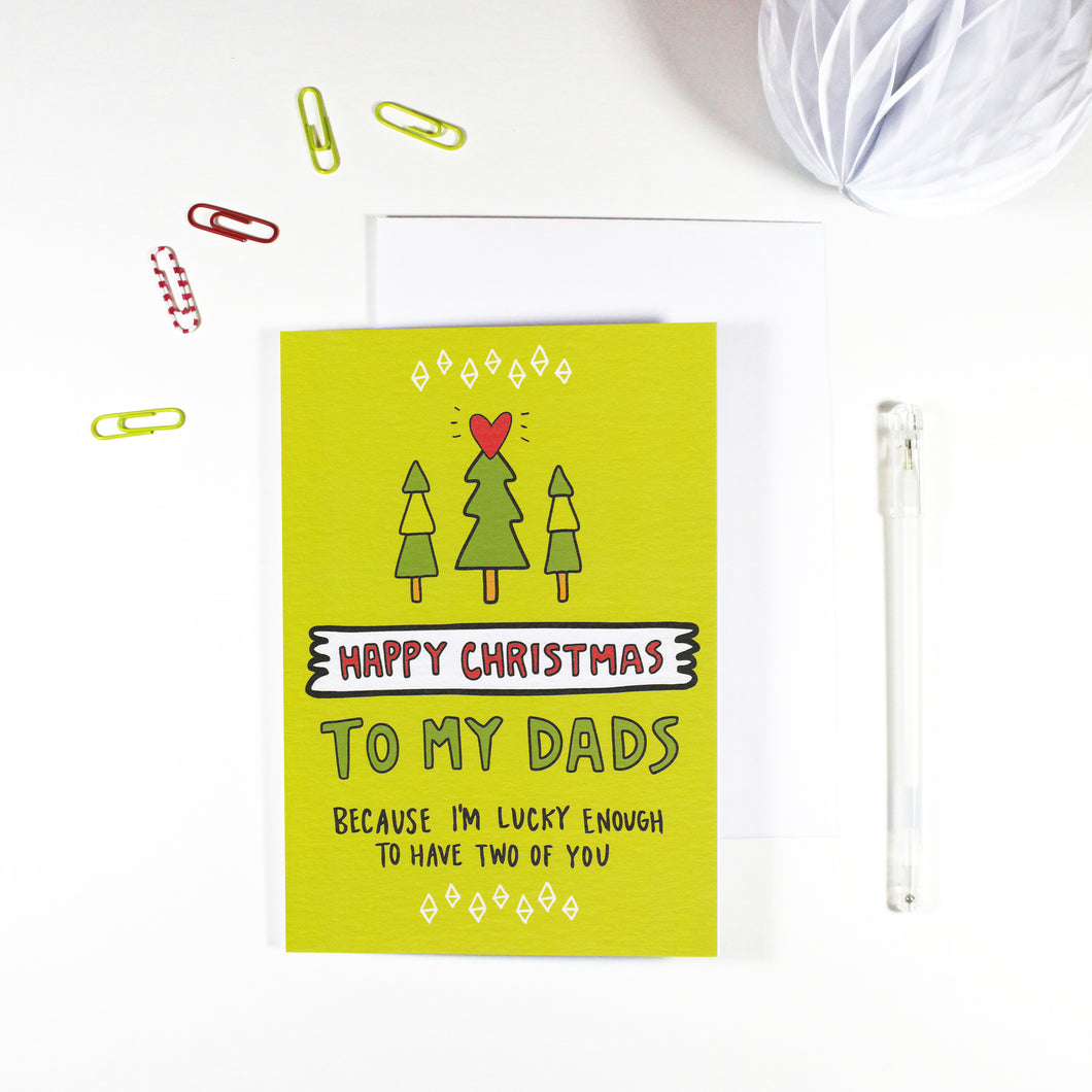 Happy Christmas Dads Gay Dad Christmas Card by Angela Chick