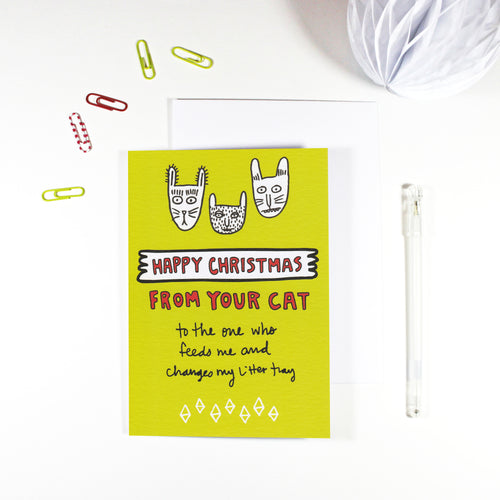 Happy Christmas From Your Cat Card by Angela Chick
