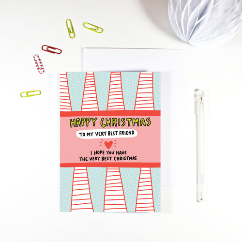Happy Christmas To My Very Best Friend Christmas Card by Angela Chick