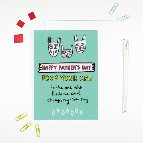 Happy Father's Day From Your Cat Card by Angela Chick
