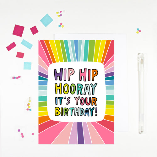 Hip Hip Hooray Rainbow Birthday Card