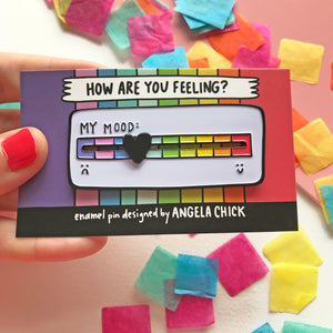 My Mood Rainbow Scale Pin with Moveable Heart by Angela Chick