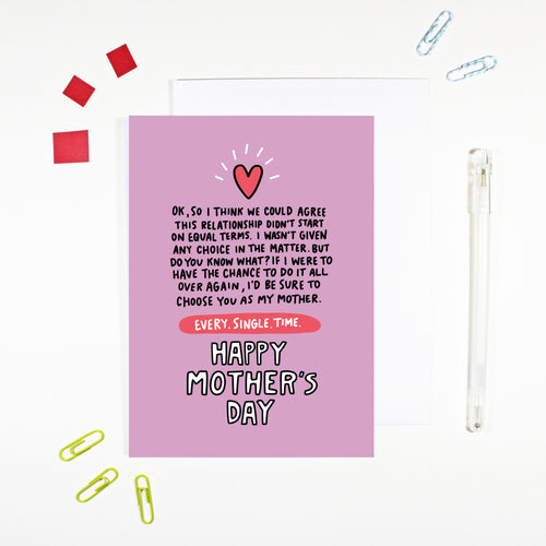 Mother I'd Choose You Mother's Day Card by Angela Chick