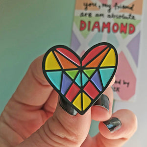 Rainbow Gem Heart Pin by Angela Chick