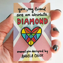 Rainbow Diamond Heart Pin by Angela Chick