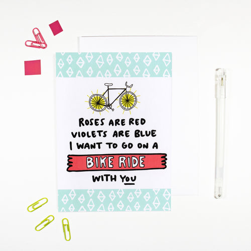 Roses Are Red Bike Ride Card for Cyclists by Angela Chick