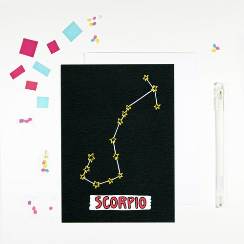 Scorpio Star Sign Birthday Card by Angela Chick