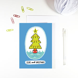 Seas and Greetings Christmas Card by Angela Chick