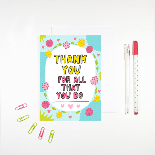 Thank You For All You Do Thank You Card