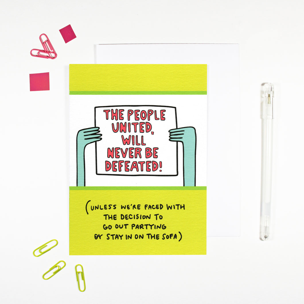 The People United Will Never Be Defeated Card by Angela Chick