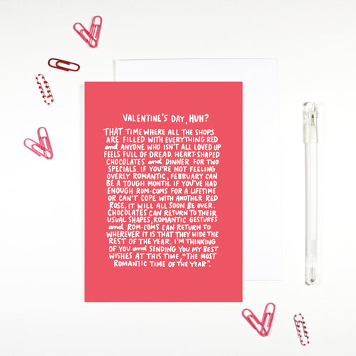 Valentine's Day Huh Anti Valentine Card by Angela Chick