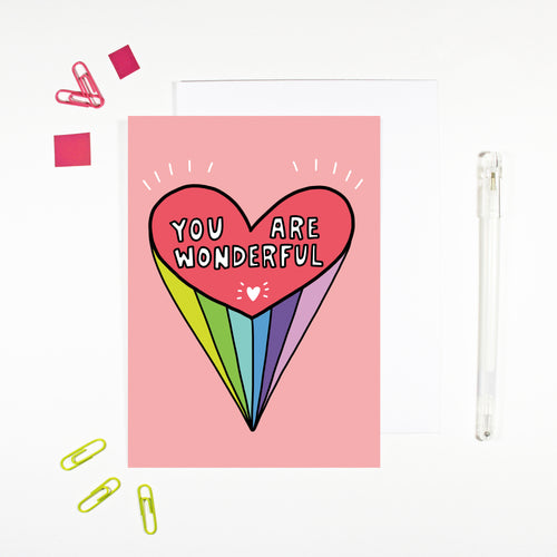 You Are Wonderful Heart Card by Angela Chick
